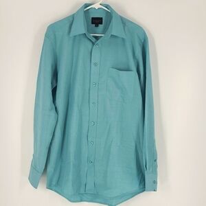 Leo Chevalier Size 32/33 Teal Button Down Dress Shirt